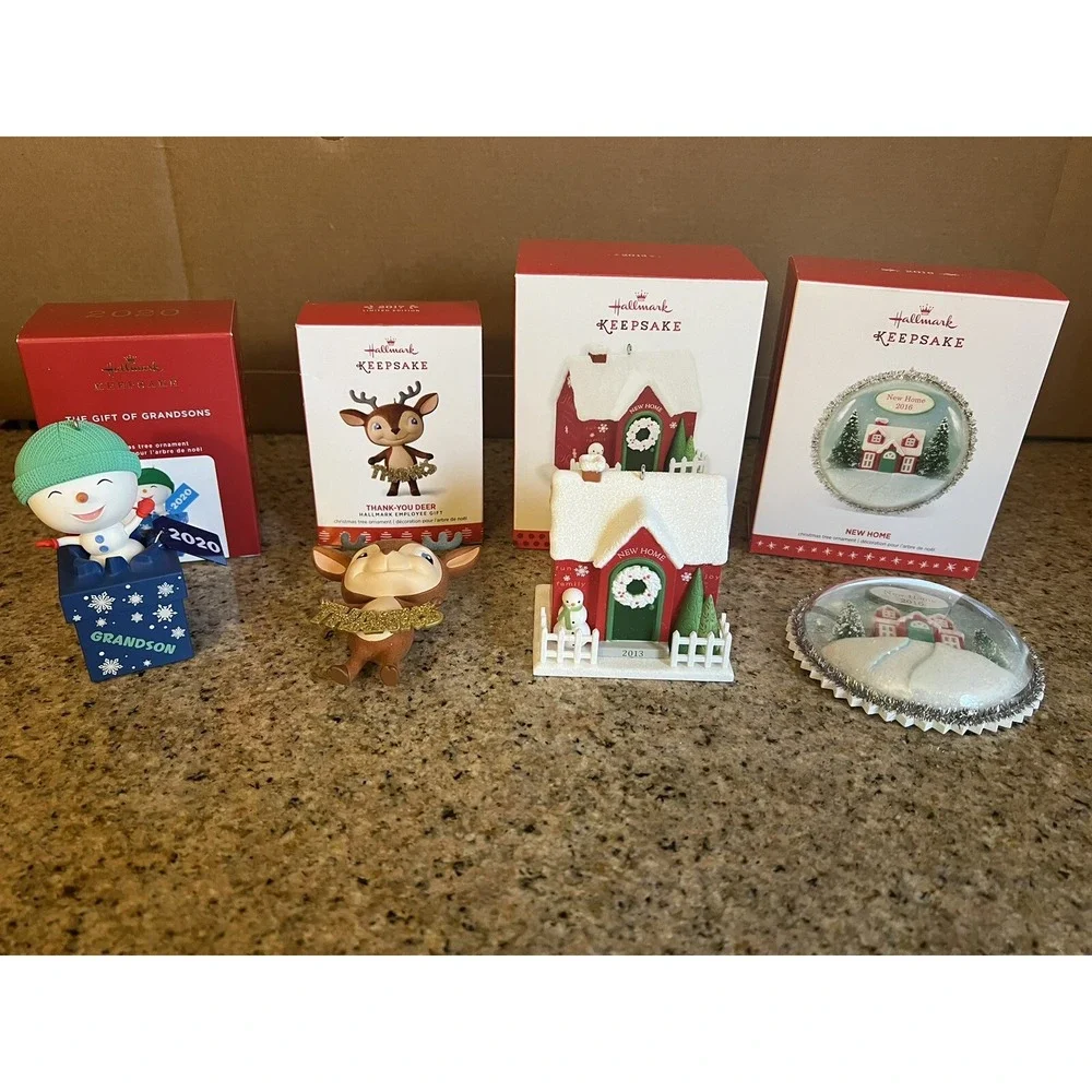 LOT Of 4 HALLMARK KEEPSAKE Ornaments Grandson New Home Deer Box Included